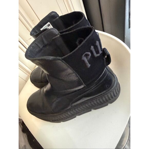 Rihanna Fenty x Puma Women's Leather Slip On Chelsea Sneaker Boots Black Size 8 - Picture 6 of 8